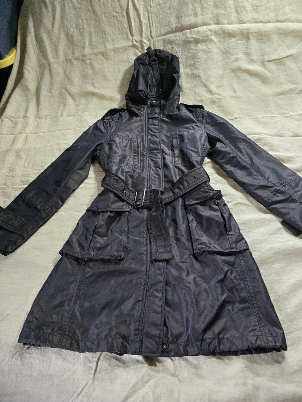 Zara Women's Brown Hooded Belted Lightweight Jacket Coat Size Small